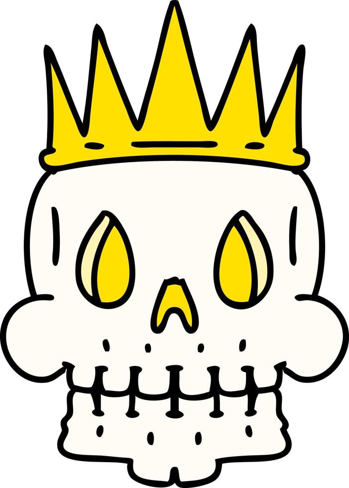 dessin animé d'un crâne effrayant portant une couronne vecteur