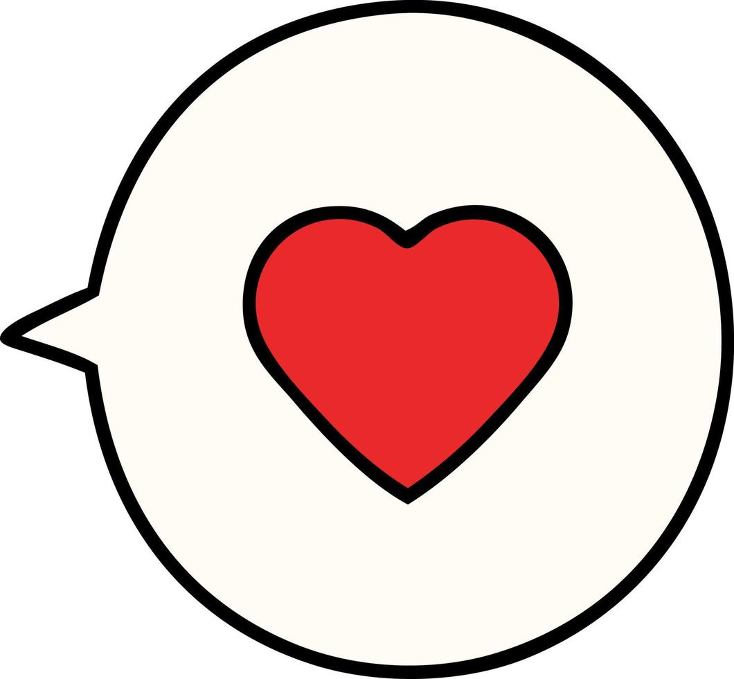 dessin animé d'un coeur d'amour dans une bulle de dialogue vecteur
