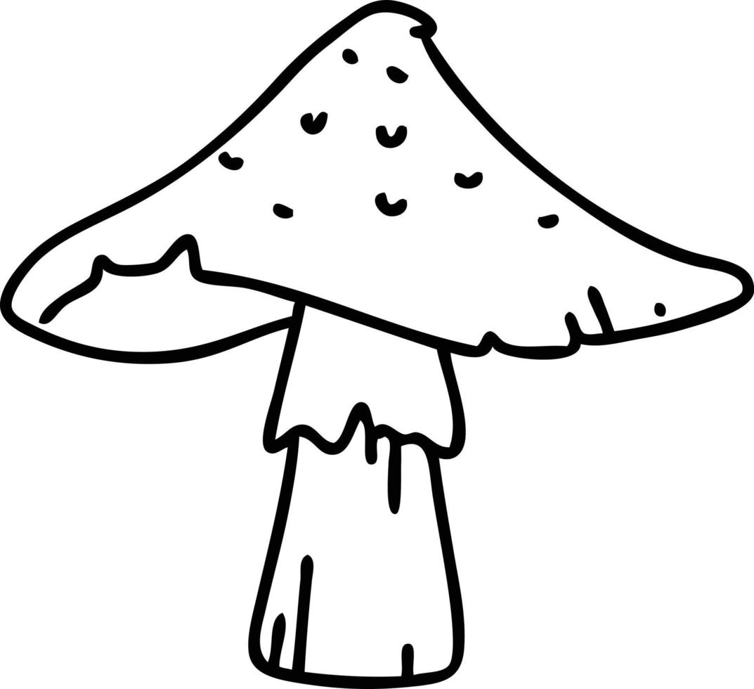 doodle en ligne d'un champignon sauvage qui peut ou non être toxique vecteur