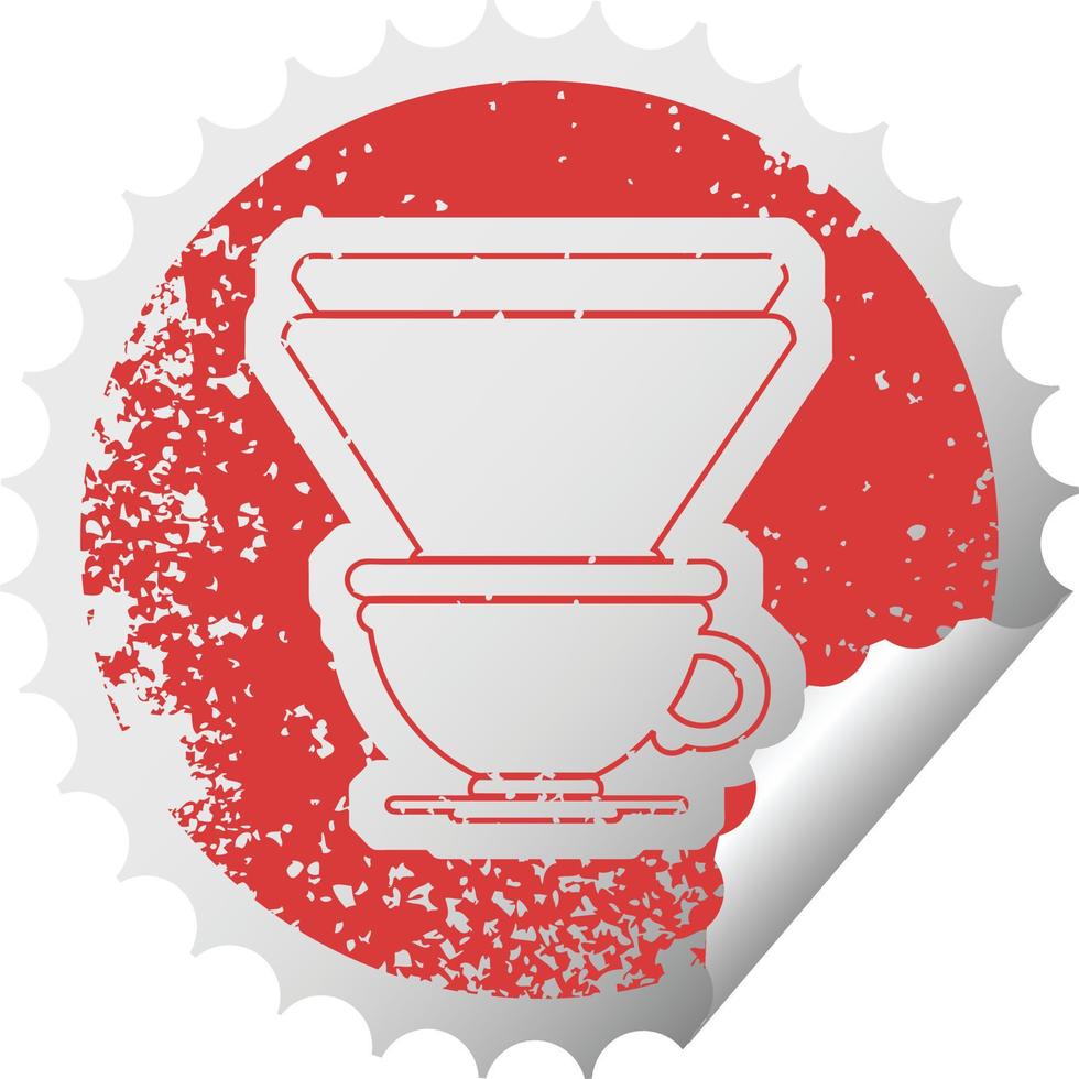 icône d'autocollant en détresse illustration d'une tasse de café filtre vecteur