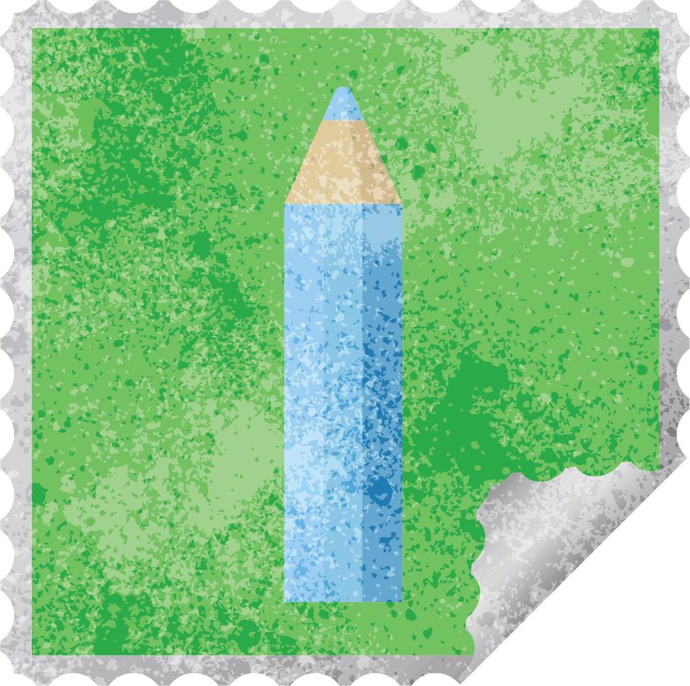 crayon de couleur bleu graphique autocollant carré timbre vecteur