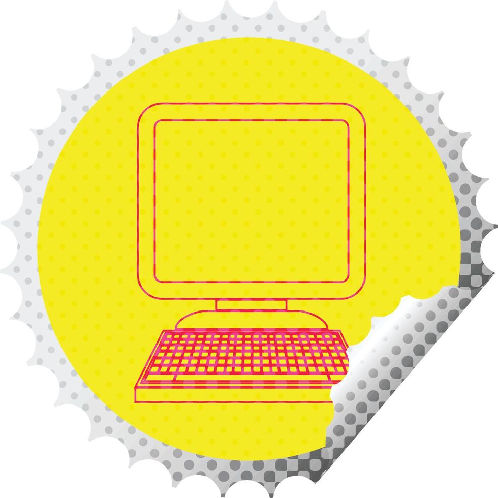 L'icône de l'ordinateur sticker peeling circulaire vector illustration