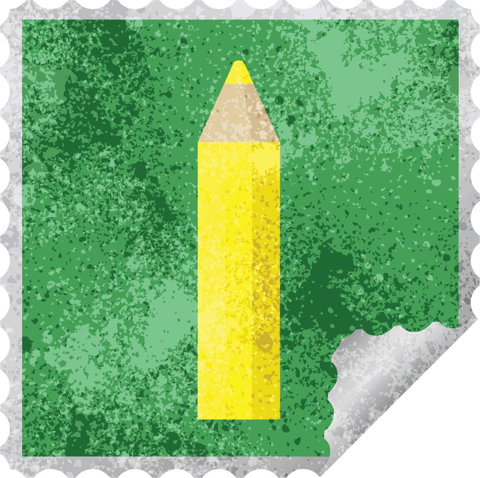 crayon de couleur jaune graphique autocollant carré timbre vecteur