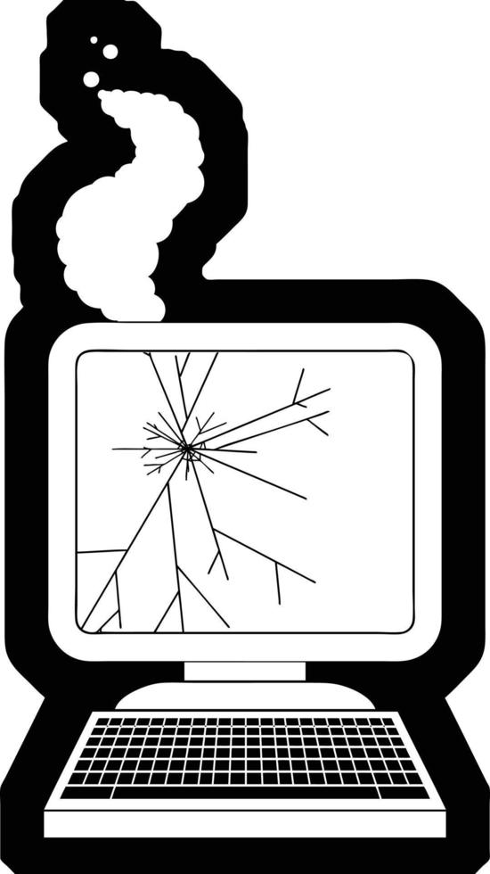 icône d'illustration vectorielle graphique informatique cassée vecteur