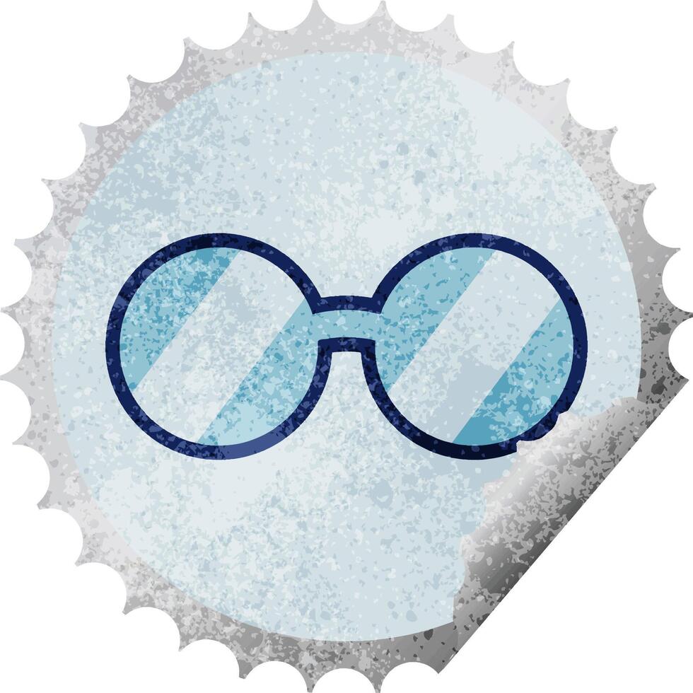 illustration vectorielle de lunettes graphique timbre autocollant rond vecteur