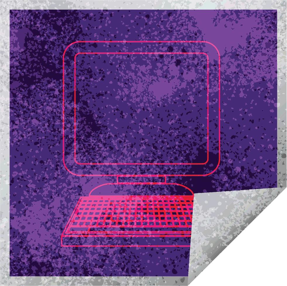 L'icône de l'ordinateur sticker peeling carré vector illustration