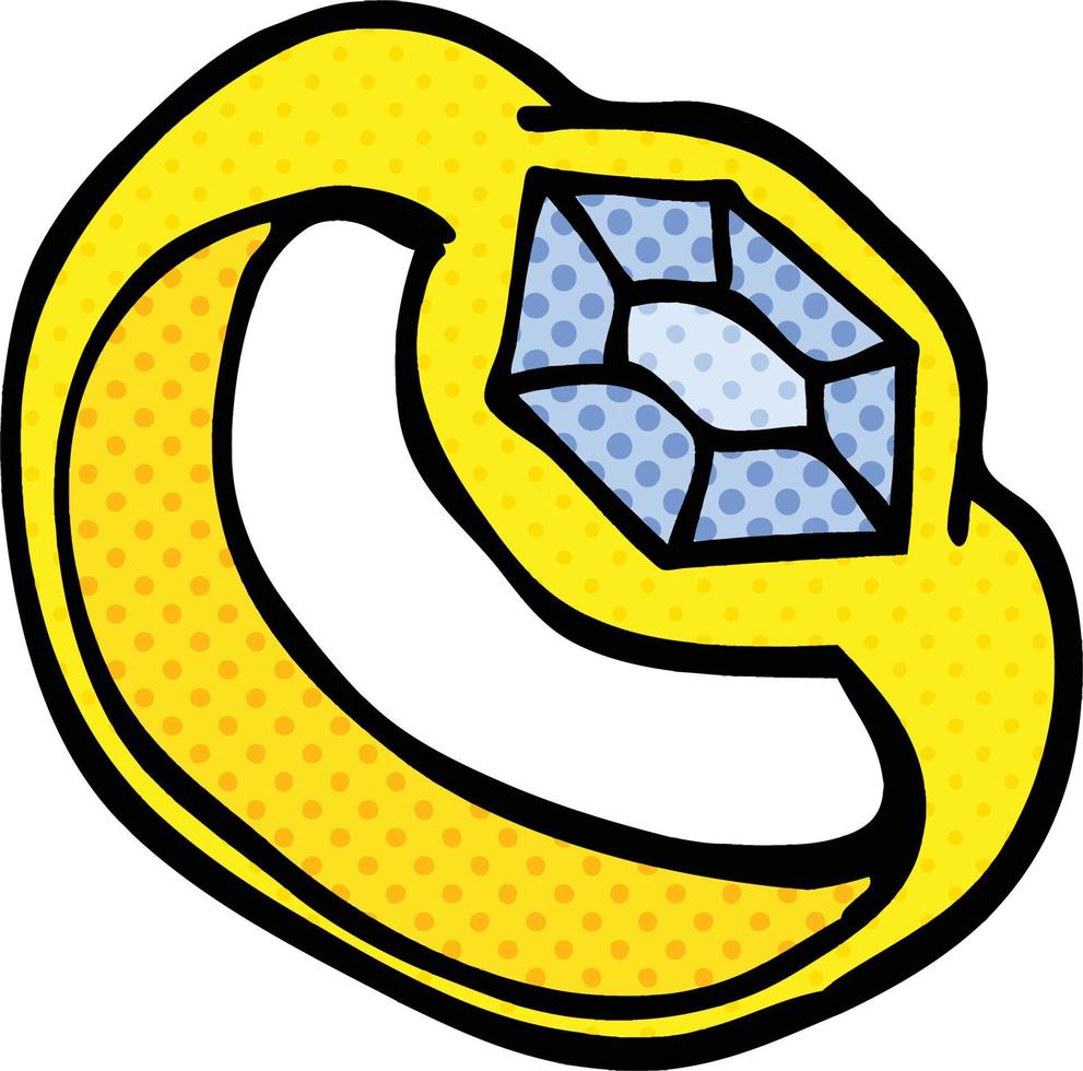 bague en diamant de dessin animé de style bande dessinée vecteur