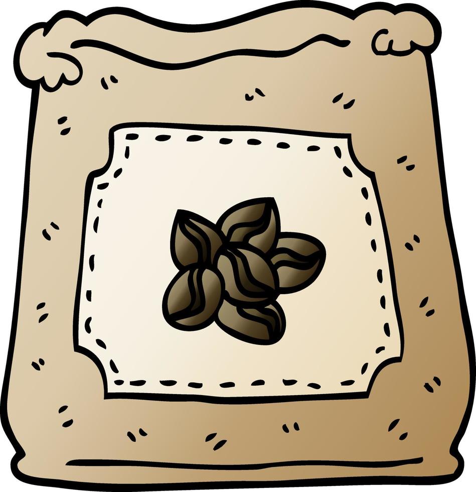 sac de dessin animé illustration vectorielle dégradé de grains de café vecteur