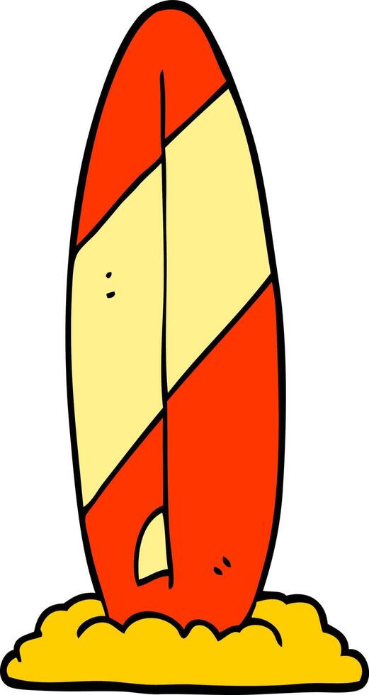 planche de surf de dessin animé de style doodle dessiné à la main vecteur