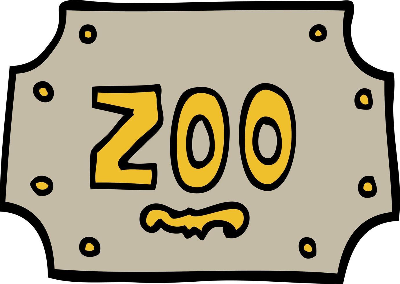 signe de zoo de dessin animé de style doodle dessiné à la main vecteur