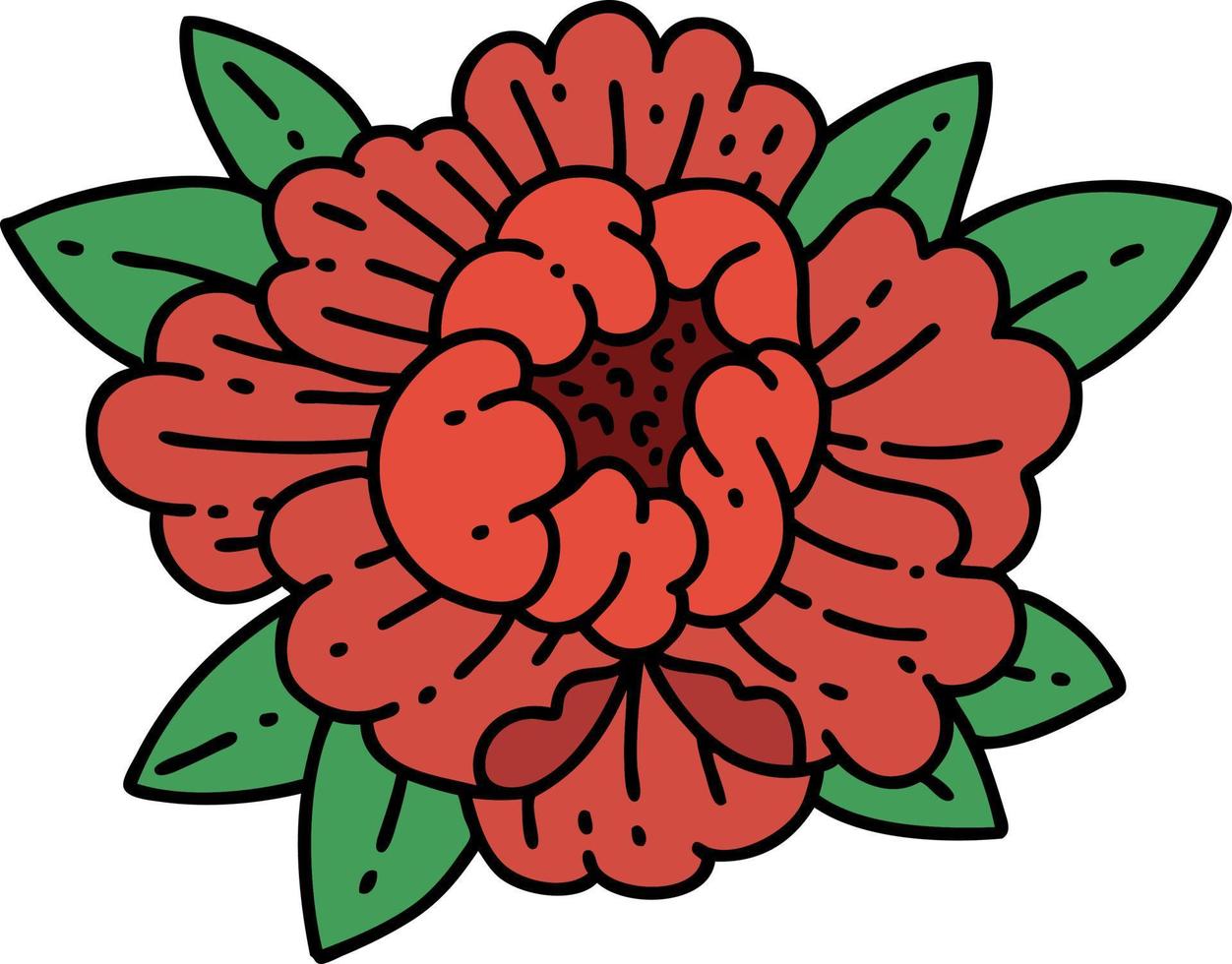 tatouage traditionnel d'une fleur épanouie vecteur