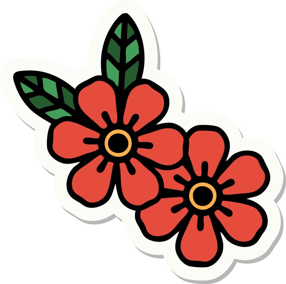 autocollant de style tatouage d'une fleur vecteur