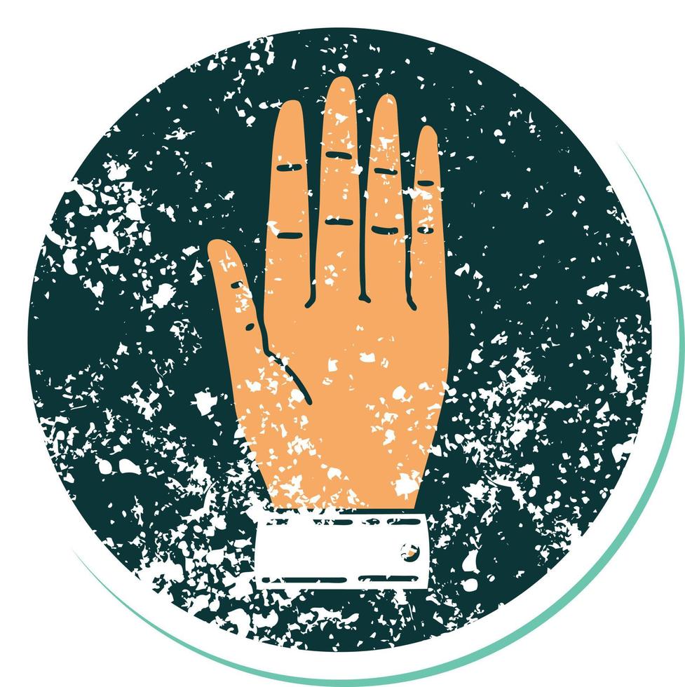icône de style tatouage autocollant en détresse d'une main vecteur