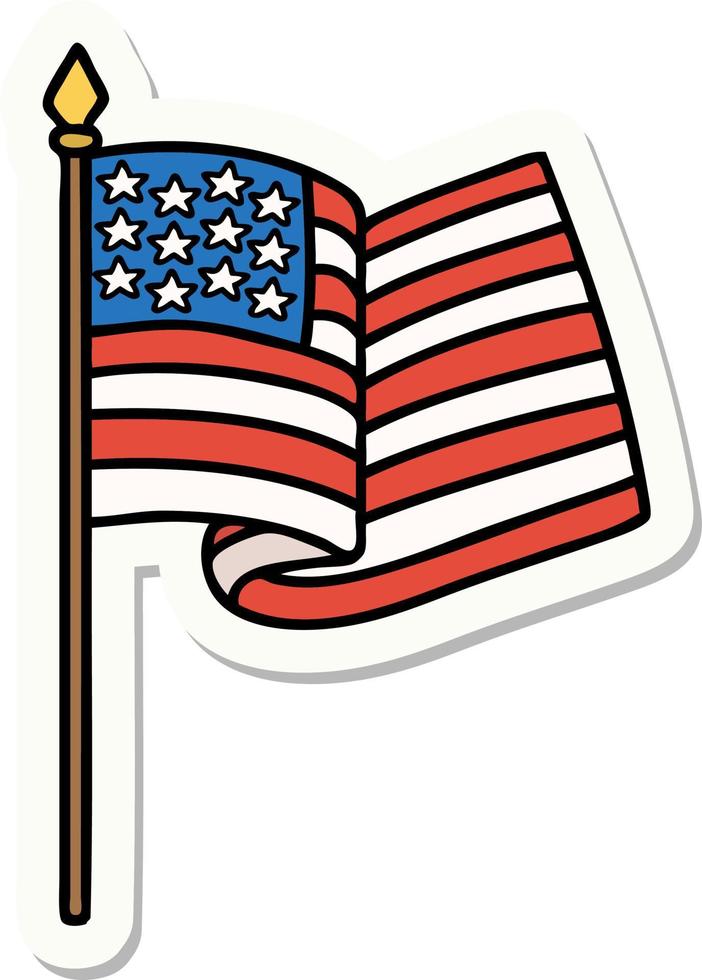 autocollant de style tatouage du drapeau américain vecteur