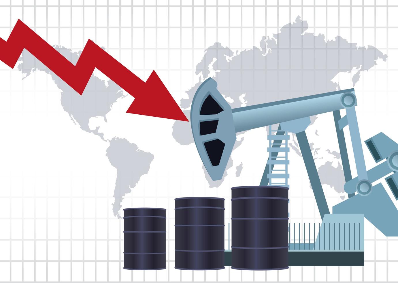 marché des prix du pétrole avec barils et carte du monde vecteur