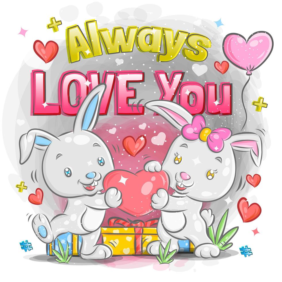 mignon, lapin, couple, sentiment amoureux, saint valentin vecteur