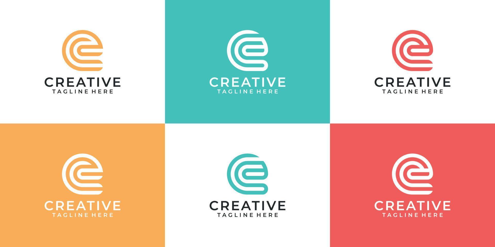 lettre initiale créative e logo vector design collection