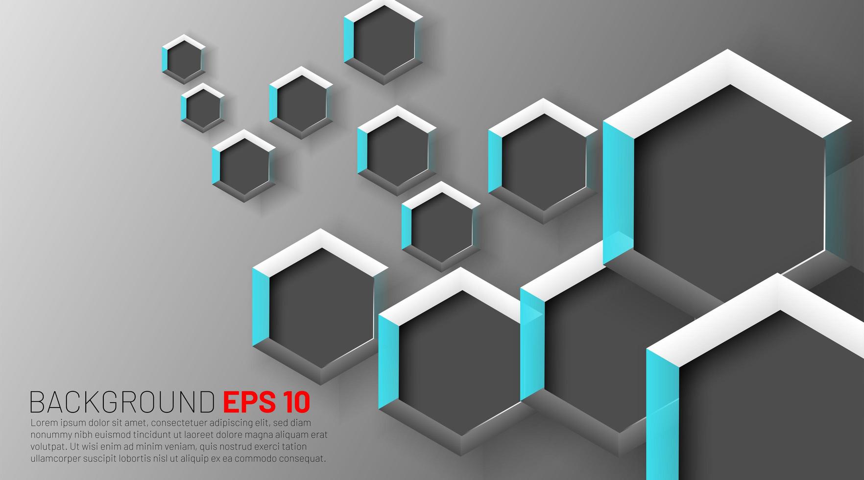 chevauchement des hexagones 3d sur dégradé de gris vecteur