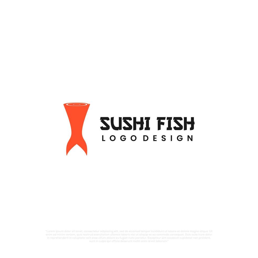 création de logo de queue de saumon, création de logo de poisson sushi sur fond isolé vecteur