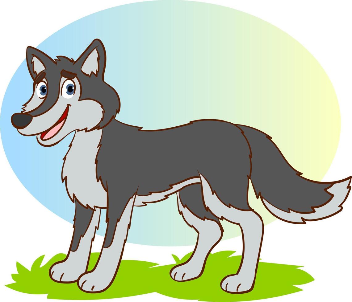 illustration vectorielle d'un style de dessin animé de loup mignon vecteur