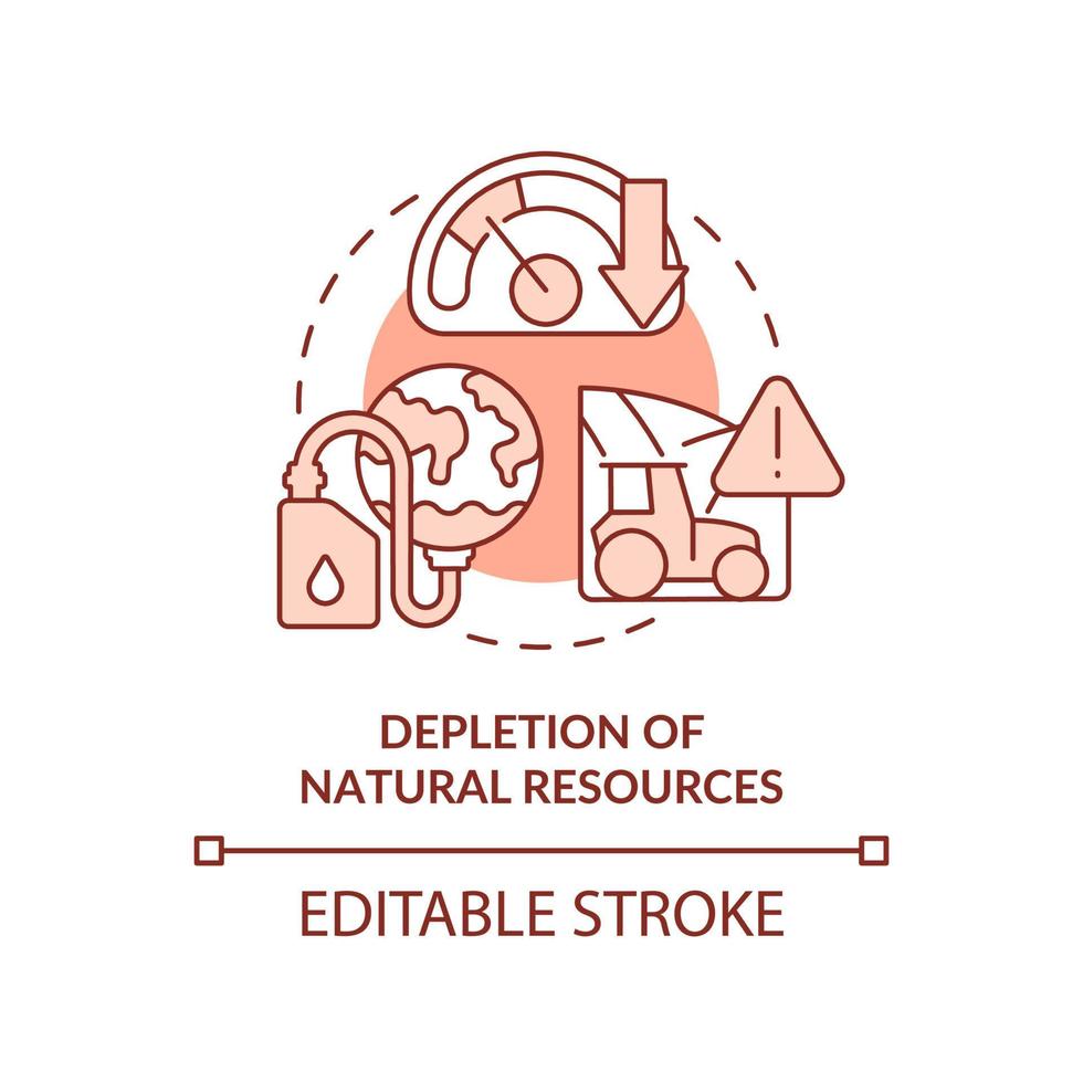 épuisement des ressources naturelles icône de concept de terre cuite. effet de la surpopulation idée abstraite illustration en ligne mince. dessin de contour isolé. trait modifiable. vecteur