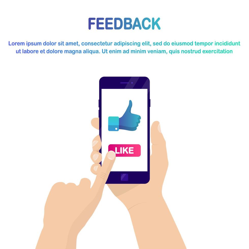 main humaine tenir le téléphone portable avec le signe du pouce levé. aime les médias sociaux, commentaires des clients, excellente critique, vote vecteur