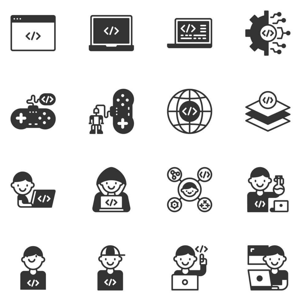 vecteur d'icône de codage pour enfants, ordinateur, programmation, développement, étudiant