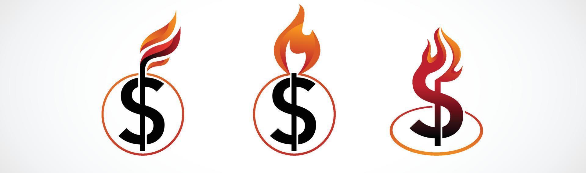 dollar logo flamme vecteur