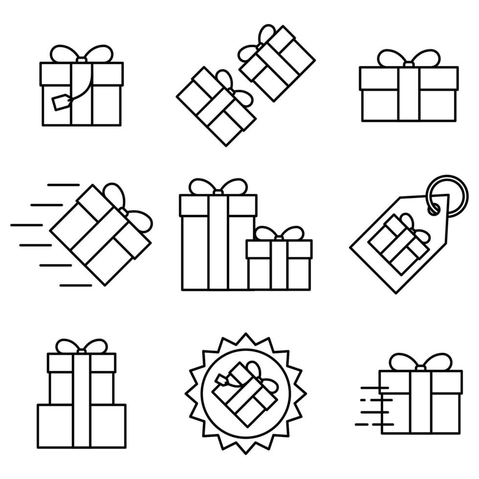 ensemble d'icône plate de boîte cadeau sur fond blanc, illustration vectorielle vecteur