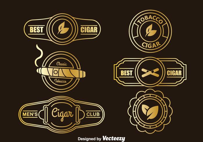 Vecteur de collection de labels de cigares d'or