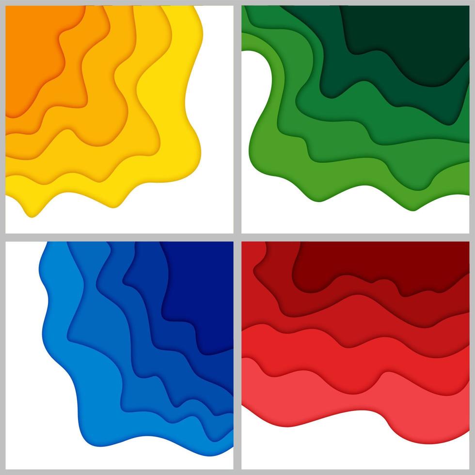 ensemble d'arrière-plan abstrait 3d et de formes découpées en papier, illustration vectorielle vecteur