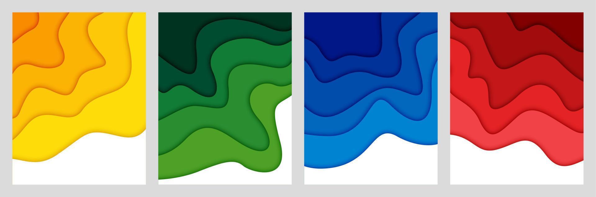 ensemble d'arrière-plan abstrait 3d et de formes découpées en papier, illustration vectorielle vecteur