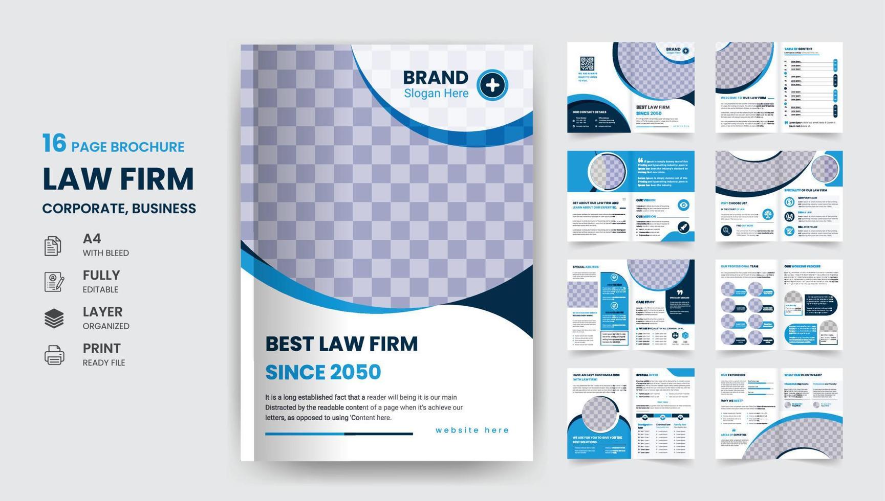 Brochure d'entreprise de 16 pages pour cabinet d'avocats d'entreprise vecteur