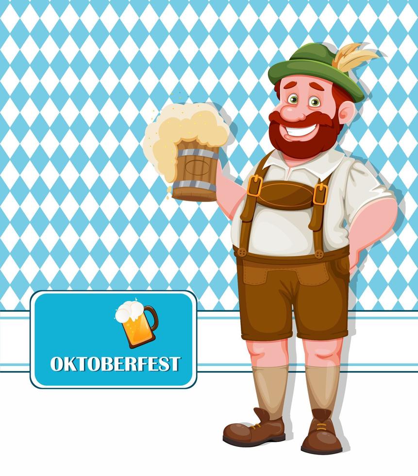 homme en vêtements bavarois. fête de la bière oktoberfest vecteur