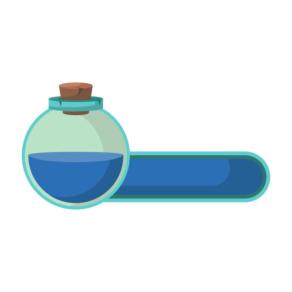 icône de jeu de bouteille avec poison ou élixir et indicateur d'état. élément de barre d'interface graphique pour la conception de jeux et liquide magique dans une bouteille en verre. illustration vectorielle pour jeu vidéo mobile vecteur