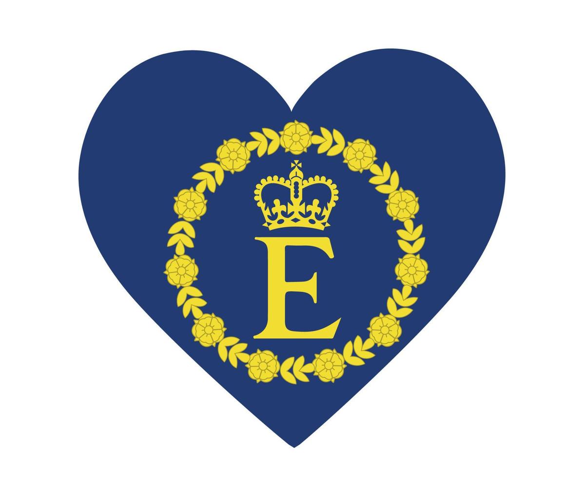 drapeau personnel coeur de la reine elizabeth britannique royaume uni emblème national europe icône illustration vectorielle élément de conception abstraite vecteur