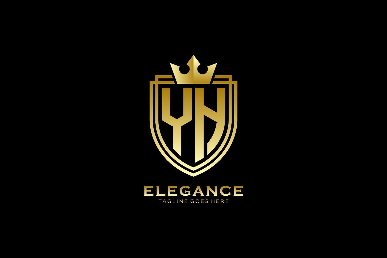 modèle initial de logo ou de badge monogramme de luxe élégant yh avec volutes et couronne royale - parfait pour les projets de marque de luxe vecteur