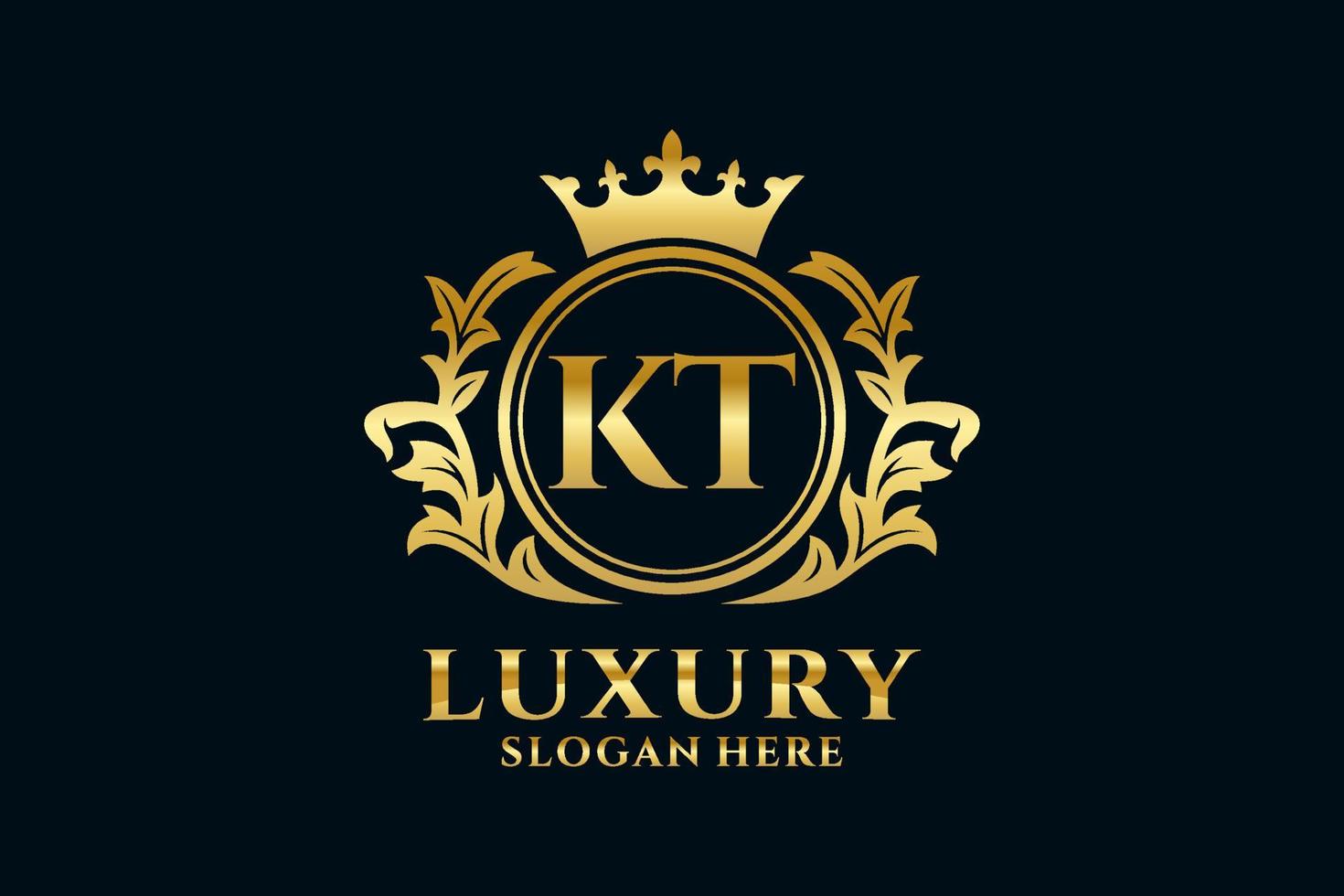 modèle de logo de luxe royal lettre kt initial dans l'art vectoriel pour les projets de marque de luxe et autres illustrations vectorielles.