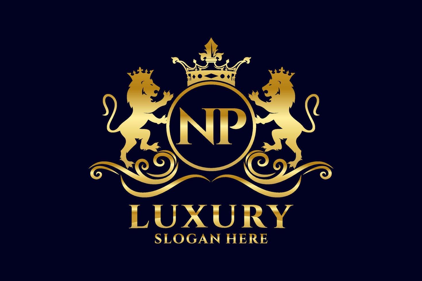 modèle de logo de luxe royal lion lettre initiale np dans l'art vectoriel pour les projets de marque luxueux et autres illustrations vectorielles.