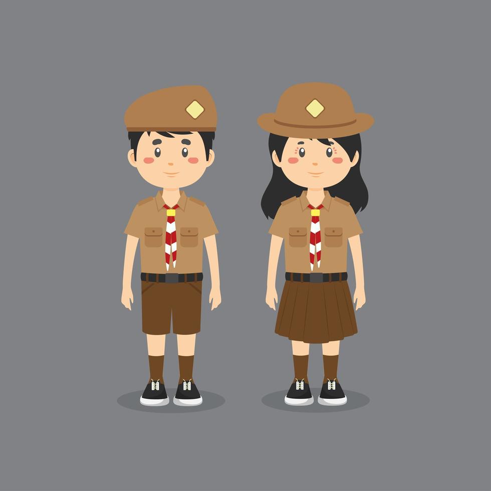 personnages portant l'uniforme indonésien vecteur