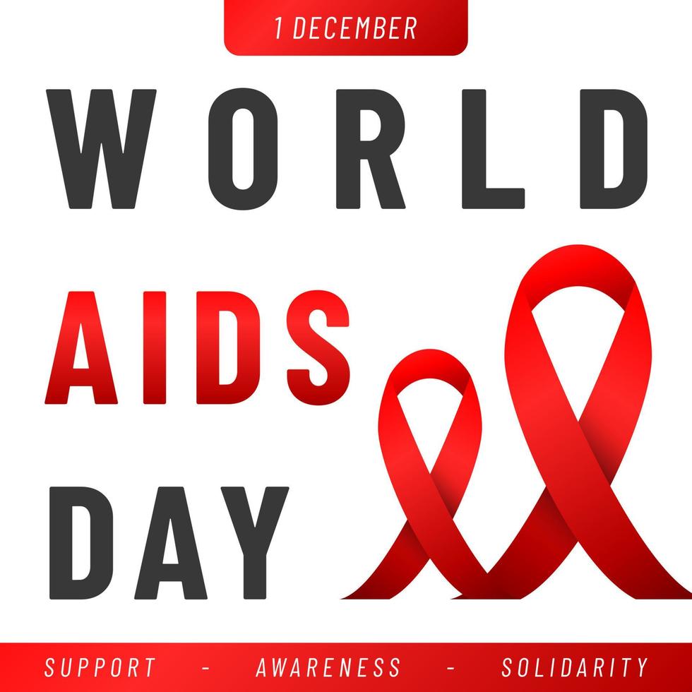affiche de la journée mondiale du sida. aide le ruban rouge de sensibilisation. illustration vectorielle. vecteur