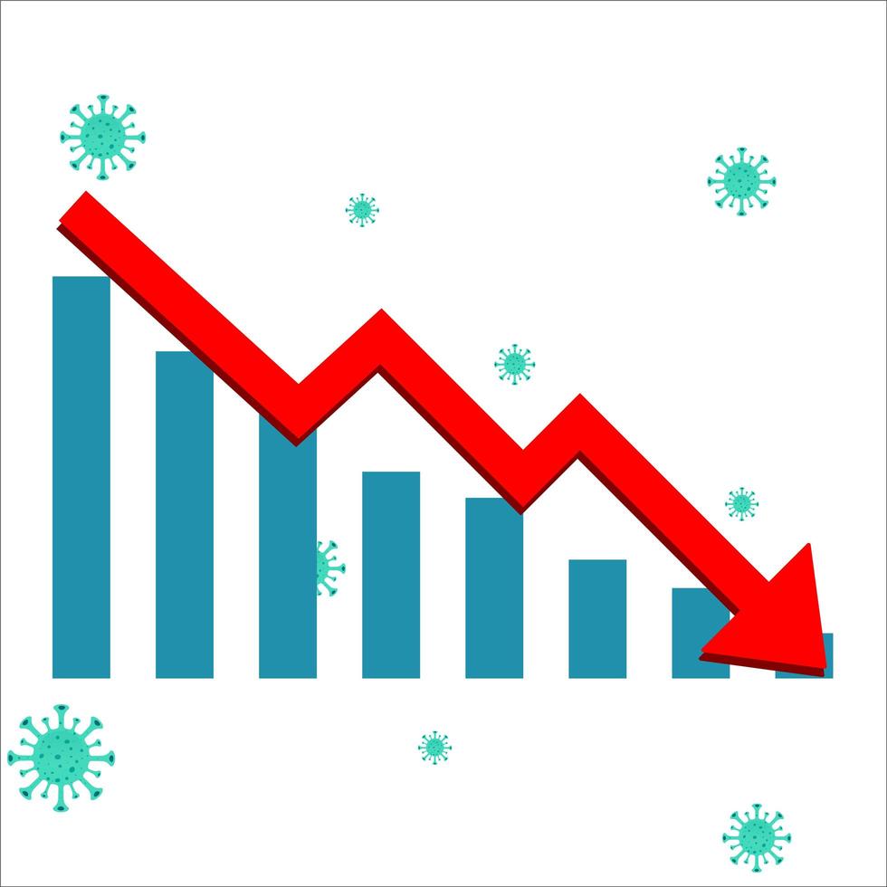 diagramme avec la flèche rouge descendant et les cellules virales vecteur