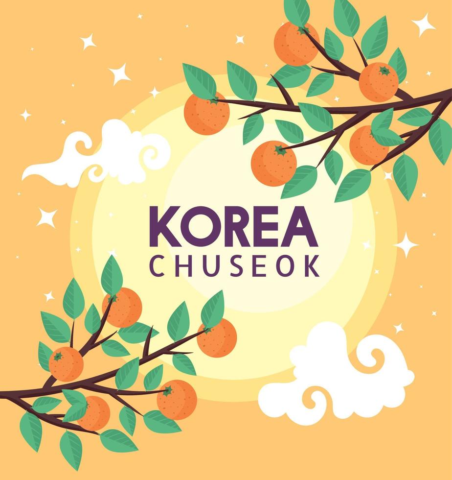 affiche de lettrage chuseok corée vecteur