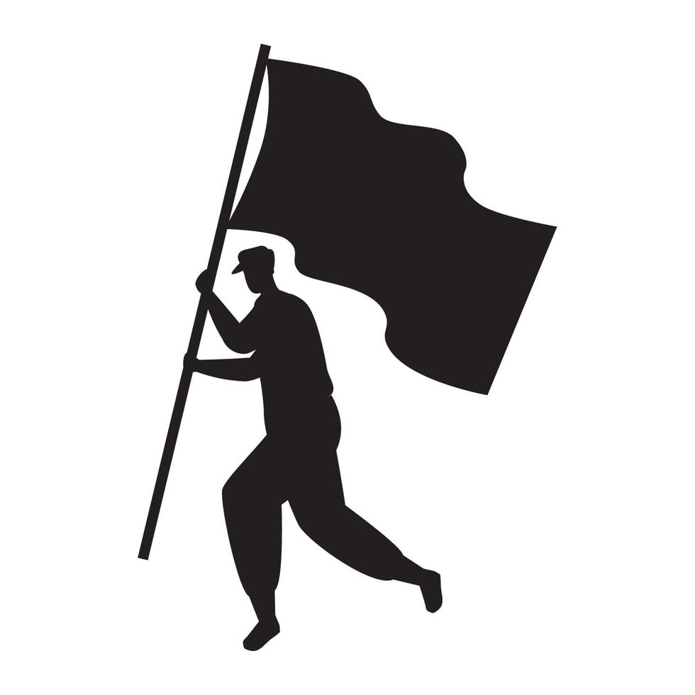 soldat, à, drapeau, silhouette vecteur