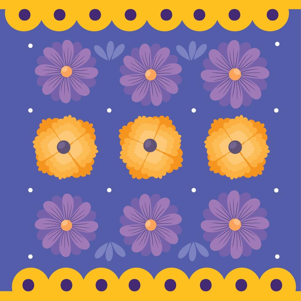 motif floral dia de los muertos vecteur