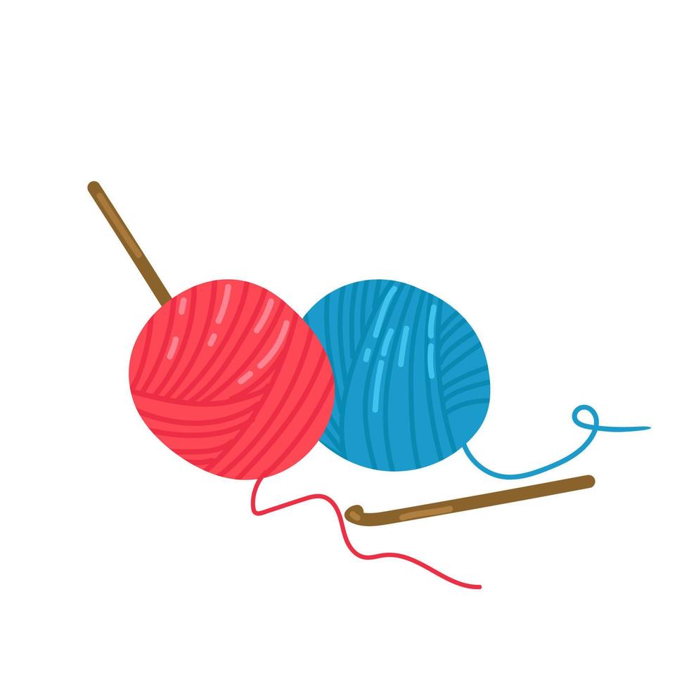 pelotes multicolores de fil à tricoter. illustration de tricot pour carte postale, web, magazines, instagram. passe-temps féminin. vecteur