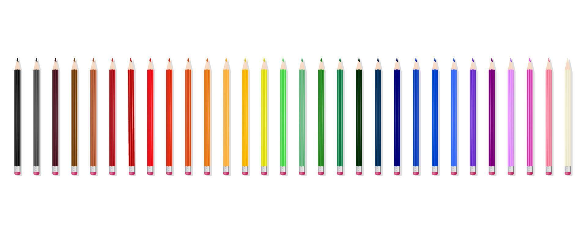 ensemble de crayons, fond avec des crayons colorés vecteur