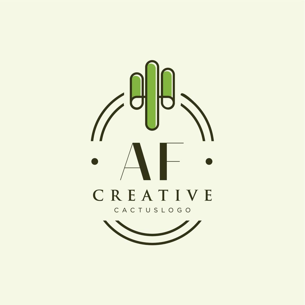 af lettre initiale cactus vert logo vecteur