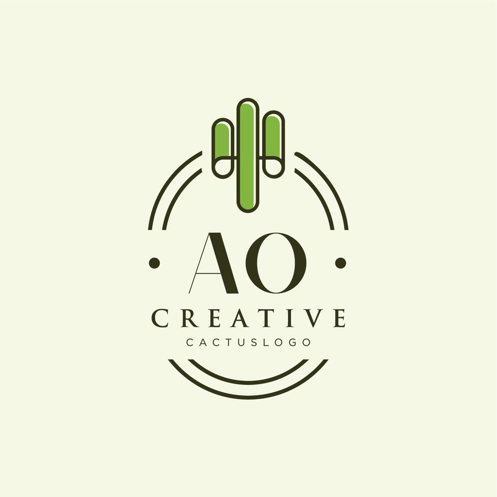 ao lettre initiale cactus vert logo vecteur