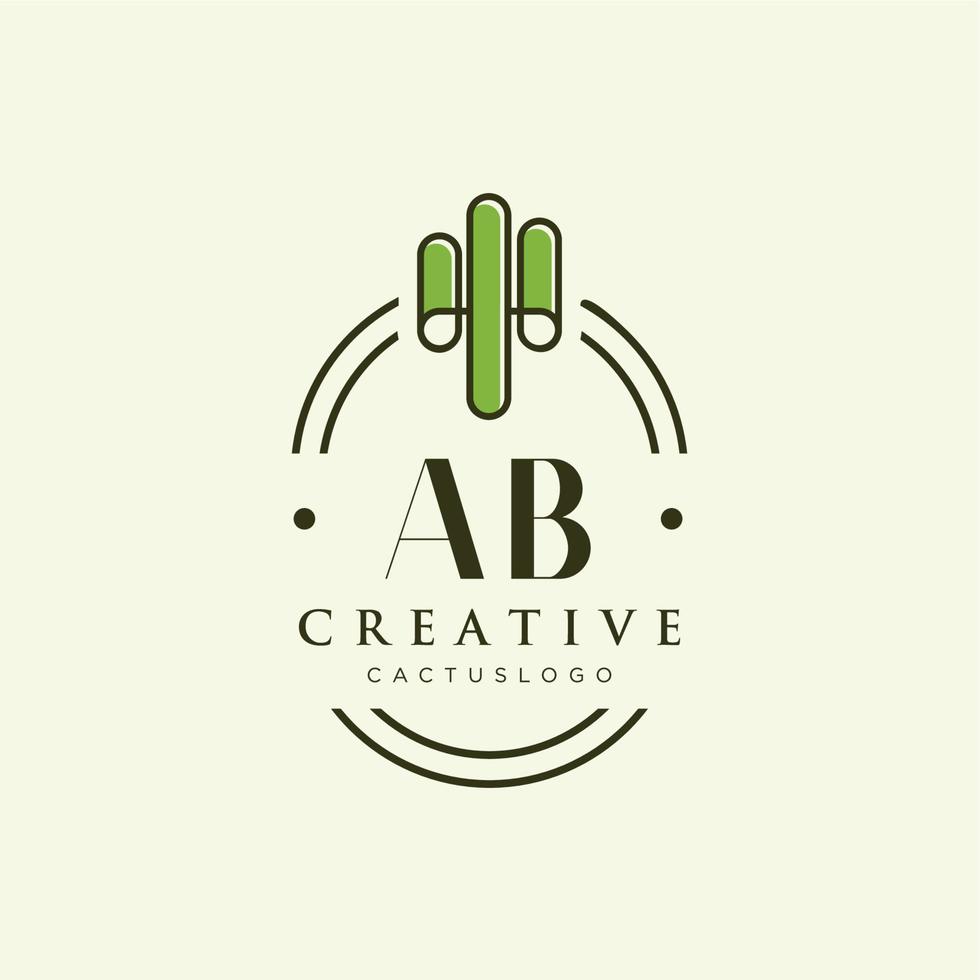 ab lettre initiale vert cactus logo vecteur